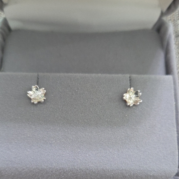 Petite Silver Flower Earrings - Picture 1 of 3